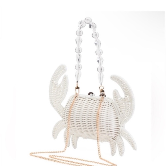 NWT! Fun Viral White wicker Crab crossbody handbag purse. - Picture 3 of 4